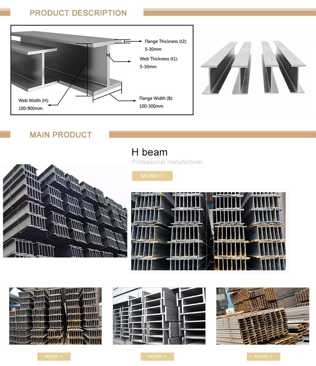 Hot Rolled ASTM H Beam W10*22/26/49/60 A572 Gr50 Galvanized Carbon Steel H Section for Bridge Engineering